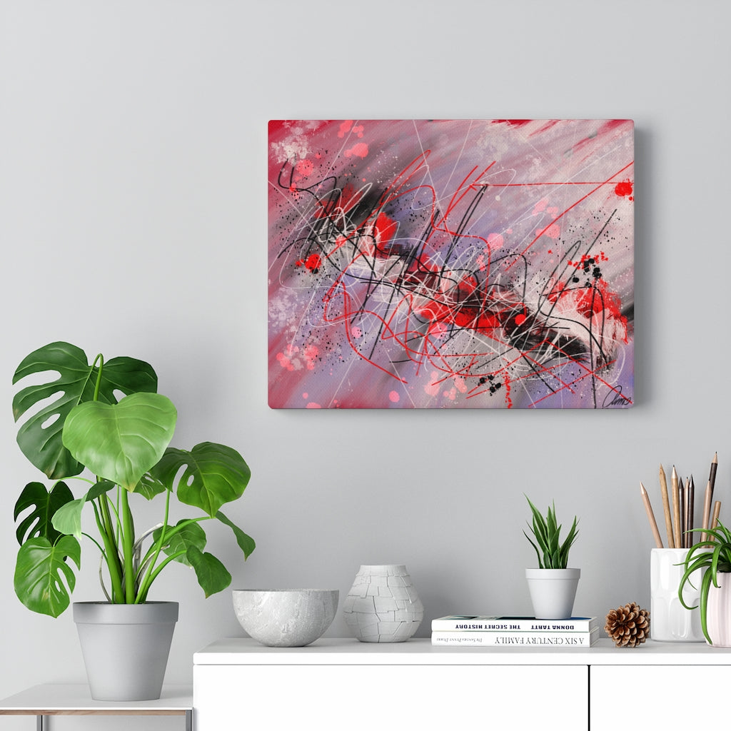 Cherry Streaks I Abstract Art Canvas Print